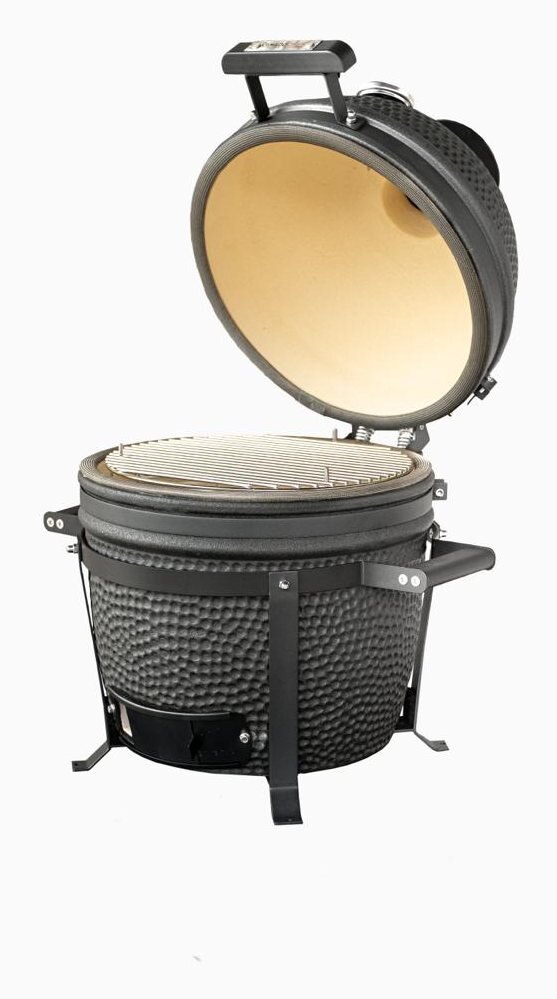 Kamado Chef 13 open, cooking grate inside