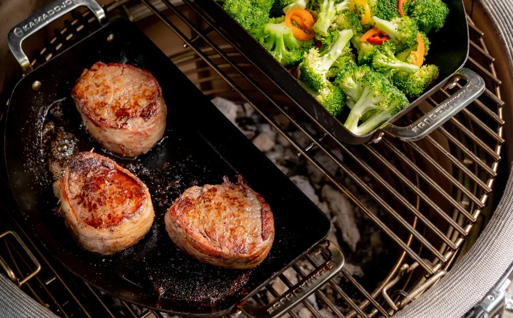 Bacon-Wrapped Filet Mignon with Vegetable Side