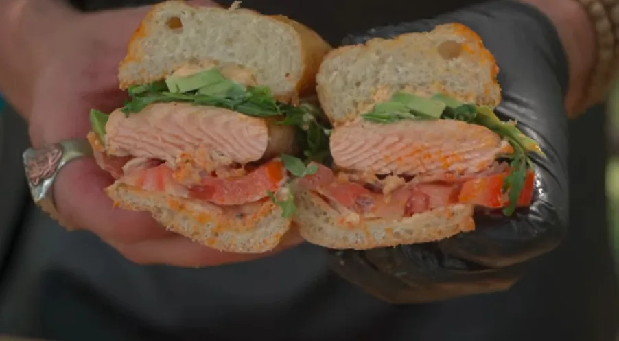 Salmon and Pancetta Sandwich with Avocado